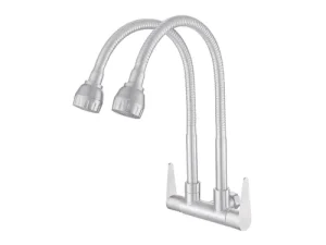 NIETZ SUS304 Twin Flexible Spout Wall Sink Tap (BIG)