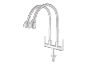 NIETZ SUS304 Twin Flexible Spout Pillar Sink Tap (BIG)