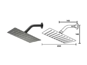 NIETZ Professional Shower Head Square 8IN