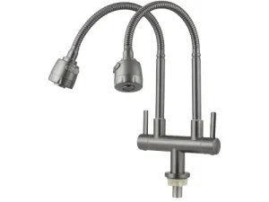 NIETZ Twin Spout Flexi Hose Pillar Sink Tap