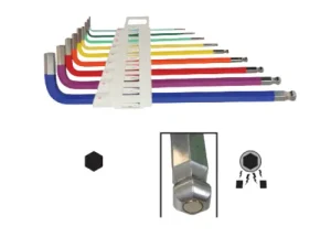 NIETZ 9pcs Rainbow Extra Long Magnetic Ball Point Hex Wrench Set
