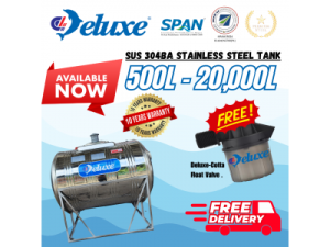 Deluxe Stainless Steel Water Tank / Tangki Air / Tangki Rumah ( Horizontal With Stand)